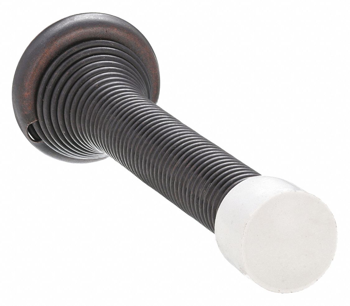 Spring Door Stop Bronze, Oxidized Satin Bronze-Plated Over Copper Plate, Oil Rubbed