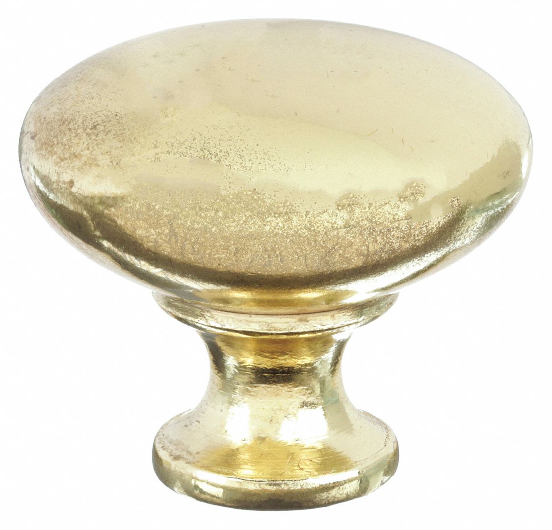 CABINET KNOB,ROUND,BRASS,PK 5