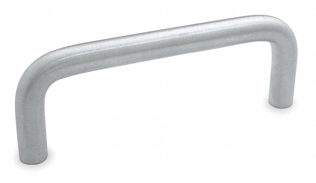 GRAINGER APPROVED Pull Handle Threaded Holes, Zinc, Satin Chrome, 1 7/
