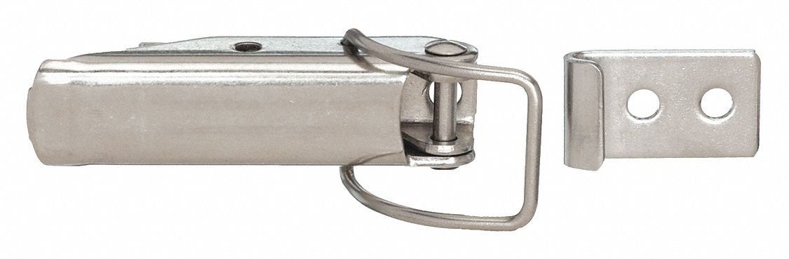 Door Latch: Stainless Steel, 1 1/8 in Dp, 1 1/4 in Ht, 3 in Wd