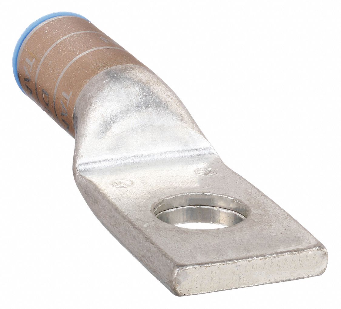 ONE-HOLE LUG COMPRESSION CONNECTOR, 1/0 AWG MAX WIRE SIZE, ½ IN STUD SIZE