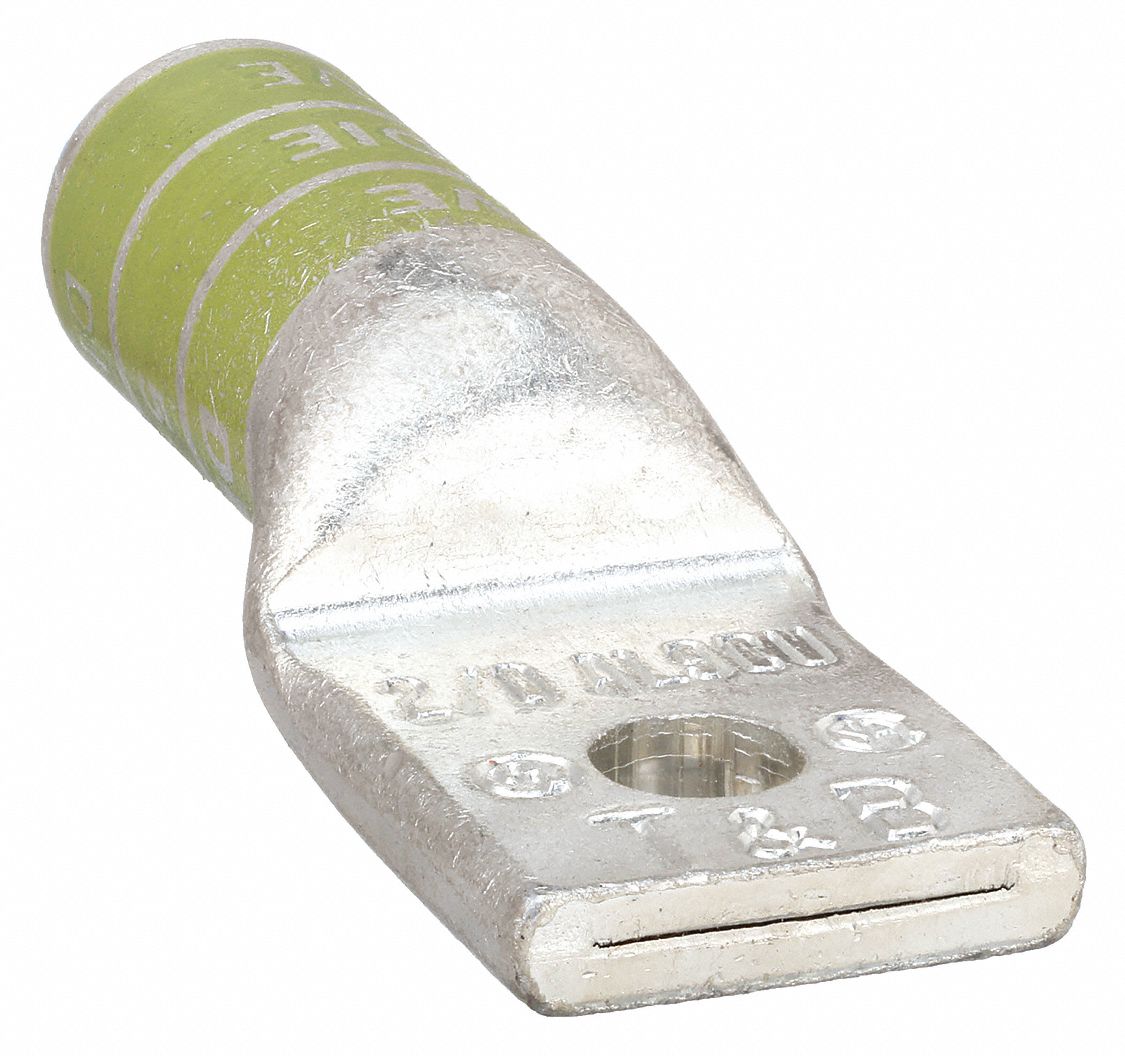 Compression Lug: For 2/0 AWG, Solid/Stranded Wire Type, 5/16 in Stud Size, Long, Aluminum