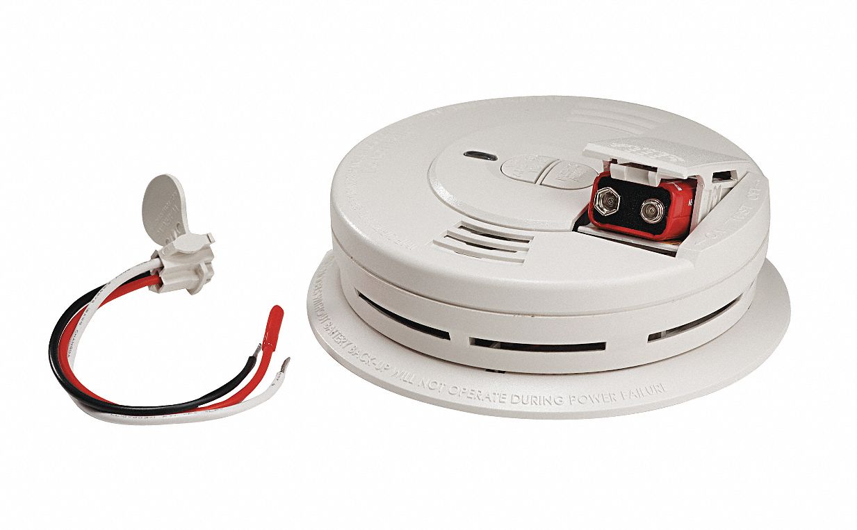 KIDDE 5 in Smoke Alarm with 85 dB 10 ft Audible Alert; 120V AC, 9V