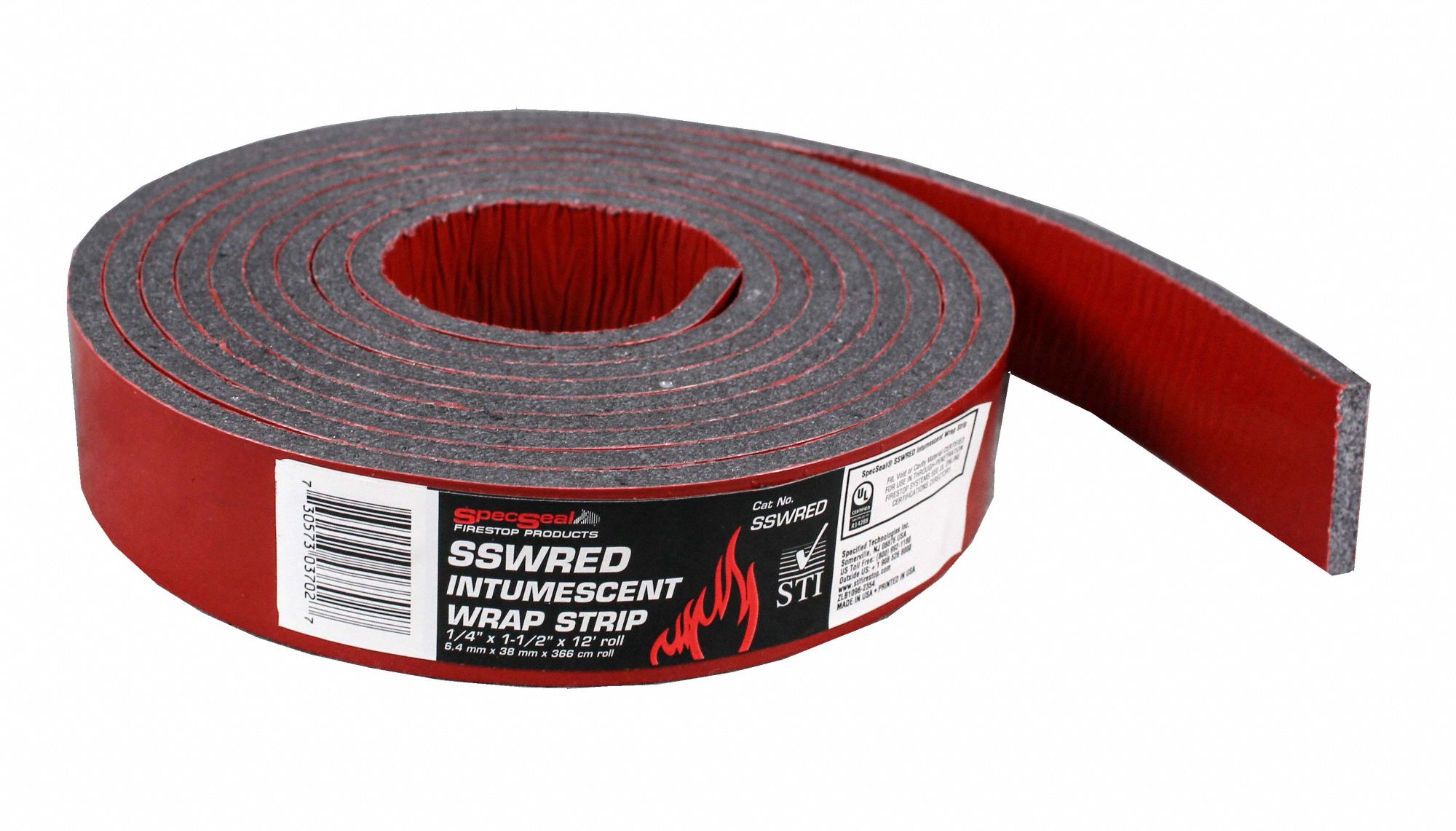 STI Firestop Wrap Strip, Up to 4 hr Fire Rating, 1/8 in Height, 1 1/2