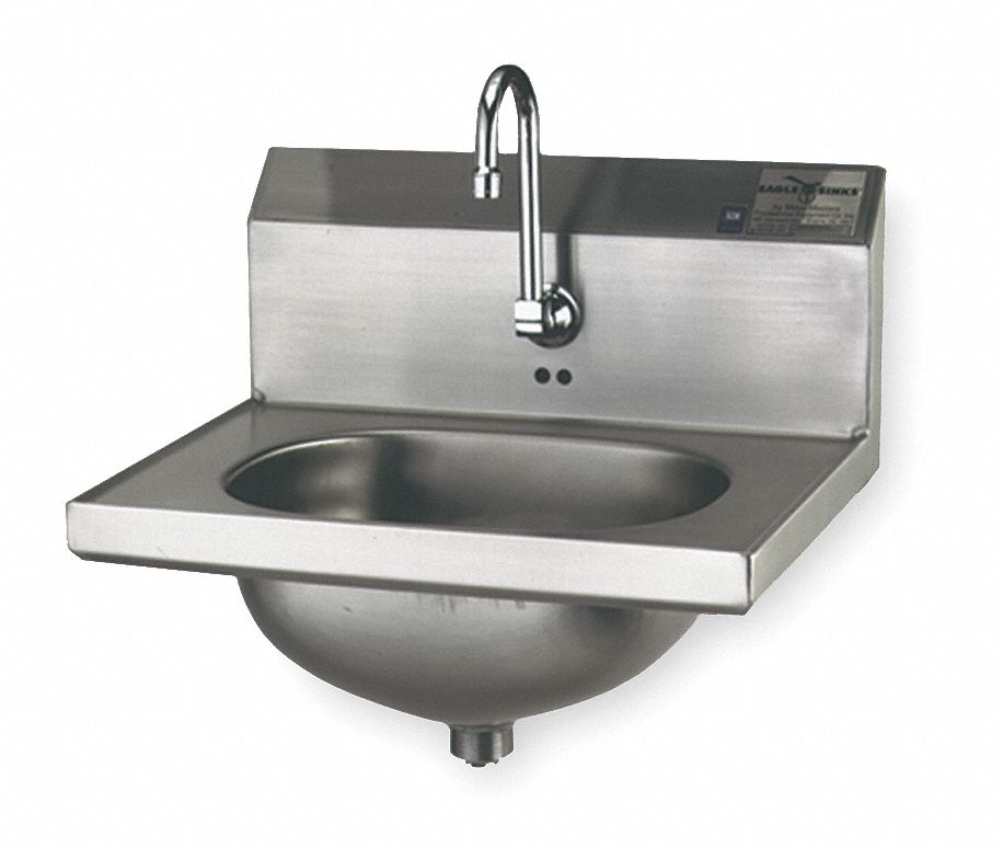 Stainless Steel Hand Sink With Faucet Wall Mounting Type Silver