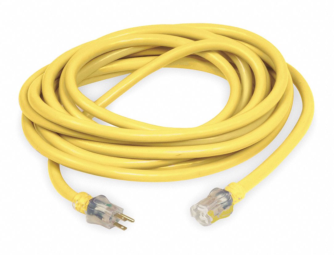 POWER FIRST Lighted Extension Cord, Outdoor, 15.0 A, 125V AC, Number of ...