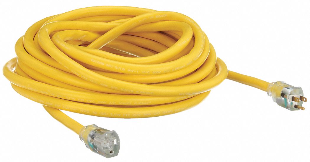 POWER FIRST, 50 ft Cord Lg, 10 AWG Wire Size, Lighted Extension Cord -  1XUP8