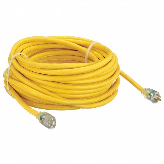 POWER FIRST, 100 ft Cord Lg, 10 AWG Wire Size, Lighted Extension Cord -  4GAA4