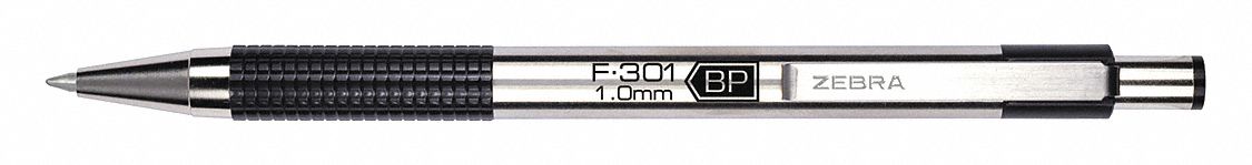 Ballpoint Pen: Black, 1 mm Pen Tip, Retractable, Includes Pen Cushion, Plastic/Stainless Steel