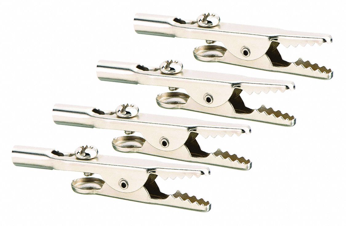 ALLIGATOR CLIP SET, STEEL, 2 IN, NON-INSULATED, 4 PK