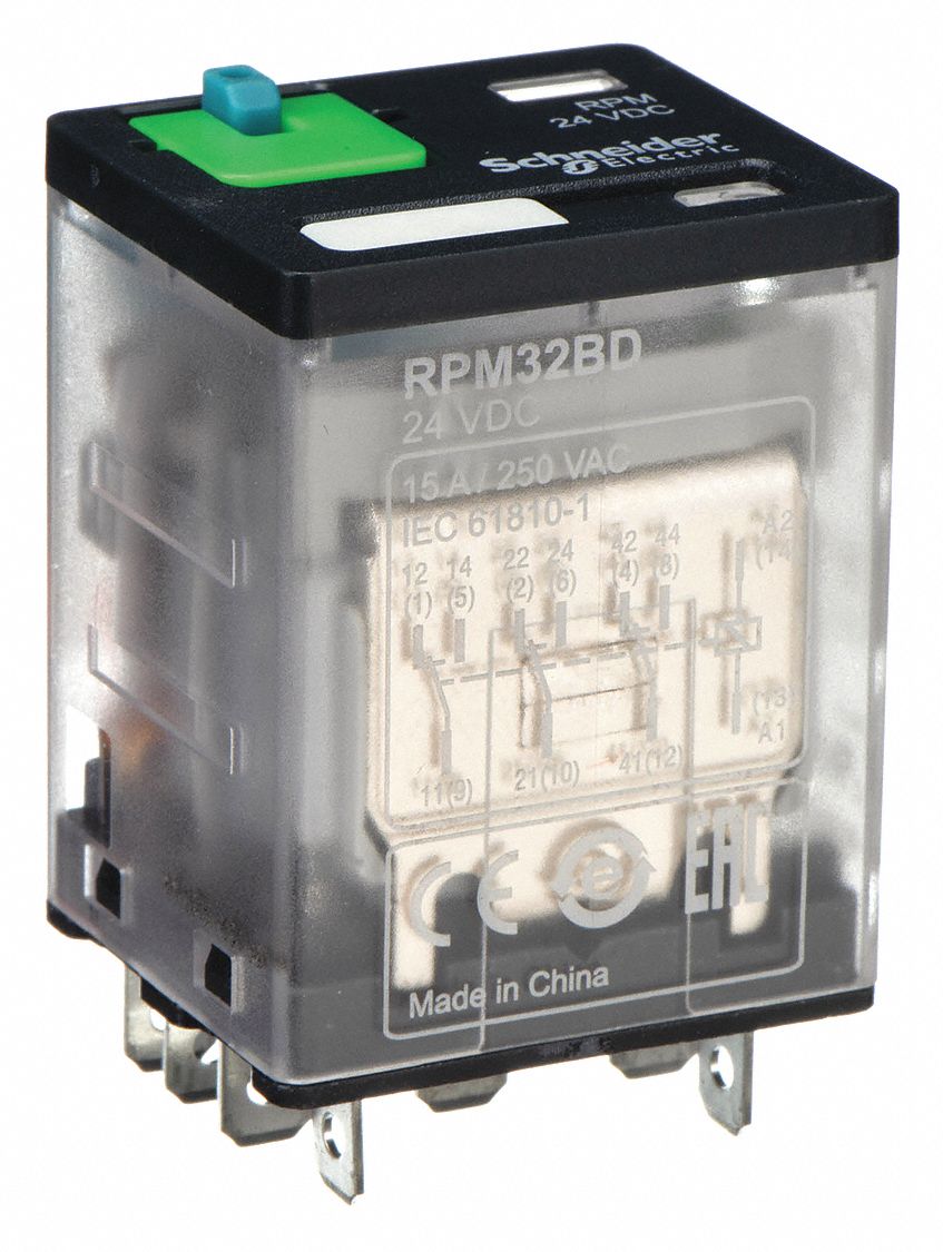 General Purpose Relay: Socket Mounted, 15 A Current Rating, 24V DC, 11 Pins/Terminals
