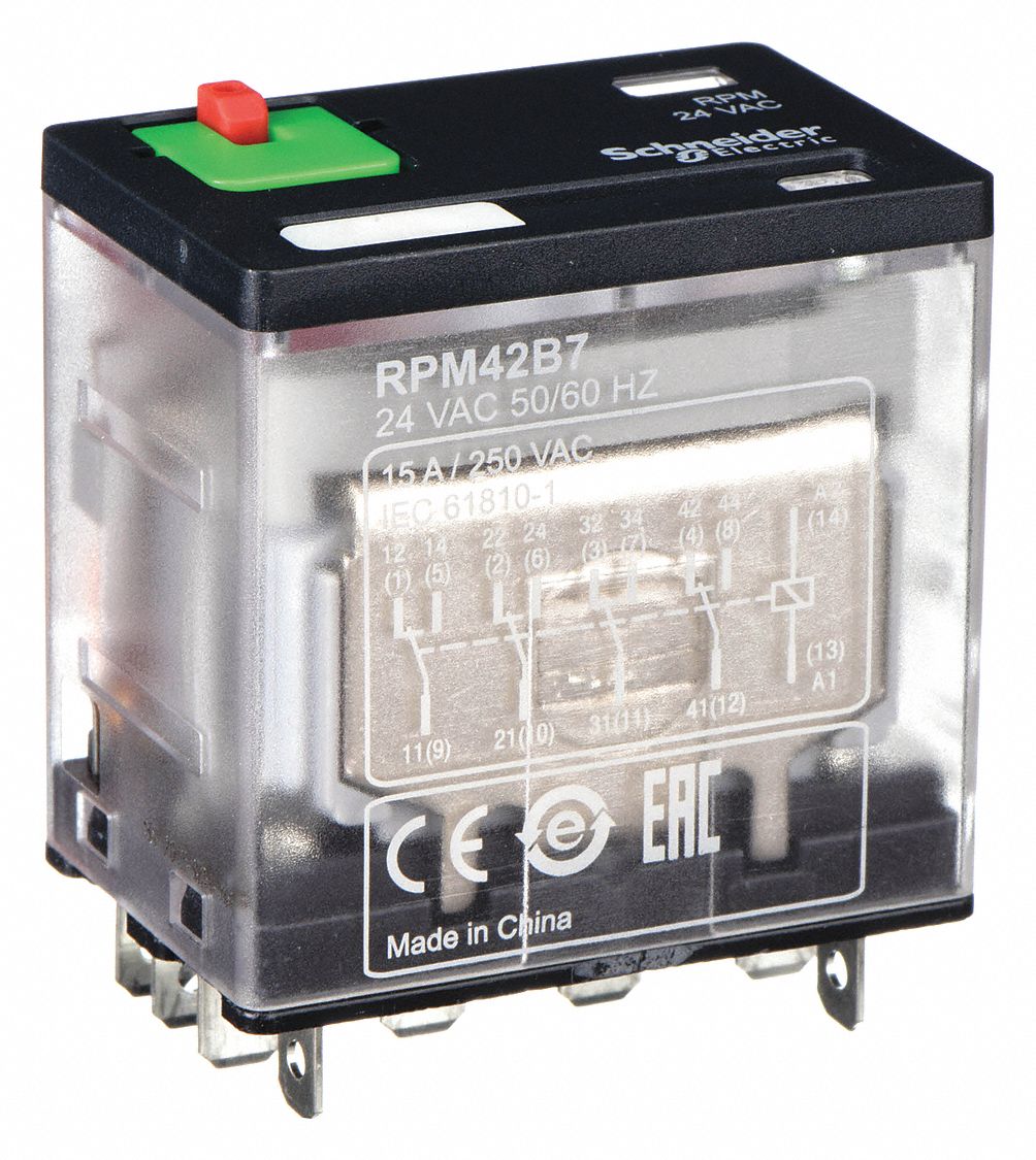 General Purpose Relay: Socket Mounted, 15 A Current Rating, 24V AC, 14 Pins/Terminals