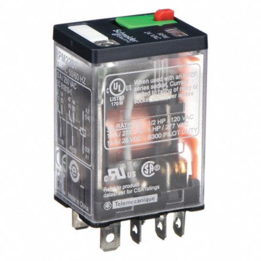 SCHNEIDER ELECTRIC RPM22JD General Purpose Relay, 12V DC Coil Volts,  Square, 8 