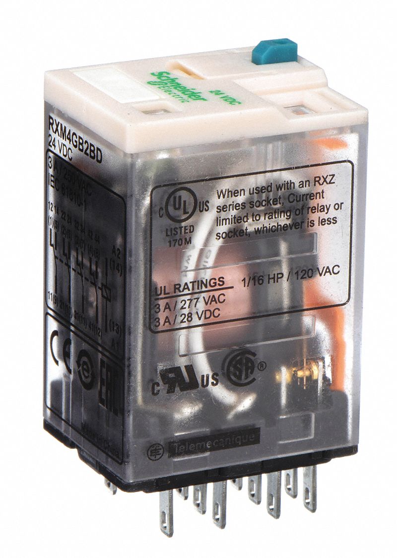 General Purpose Relay: Socket Mounted, 3 A Current Rating, 24V DC, 14 Pins/Terminals, 4PDT