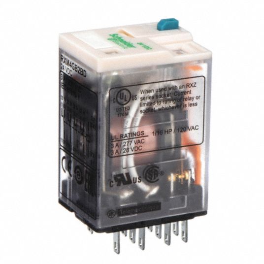 SCHNEIDER, Socket Mounted, 3 A Current Rating, General Purpose Relay ...