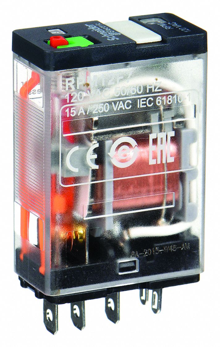 General Purpose Relay: Socket Mounted, 15 A Current Rating, 120V AC, 5 Pins/Terminals