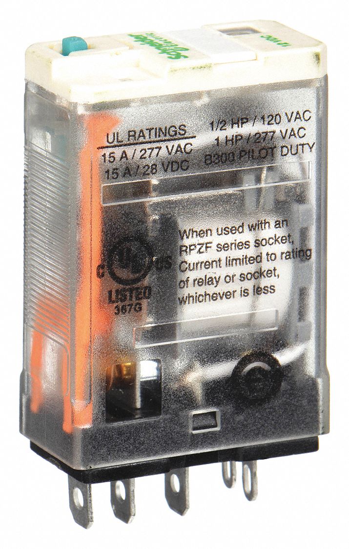 General Purpose Relay: Socket Mounted, 15 A Current Rating, 12V DC, 5 Pins/Terminals, SPDT