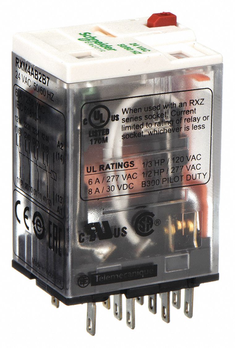 General Purpose Relay: Socket Mounted, 6 A Current Rating, 24V AC, 14 Pins/Terminals, 4PDT