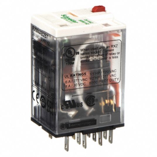 SCHNEIDER, Socket Mounted, 6 A Current Rating, General Purpose Relay ...