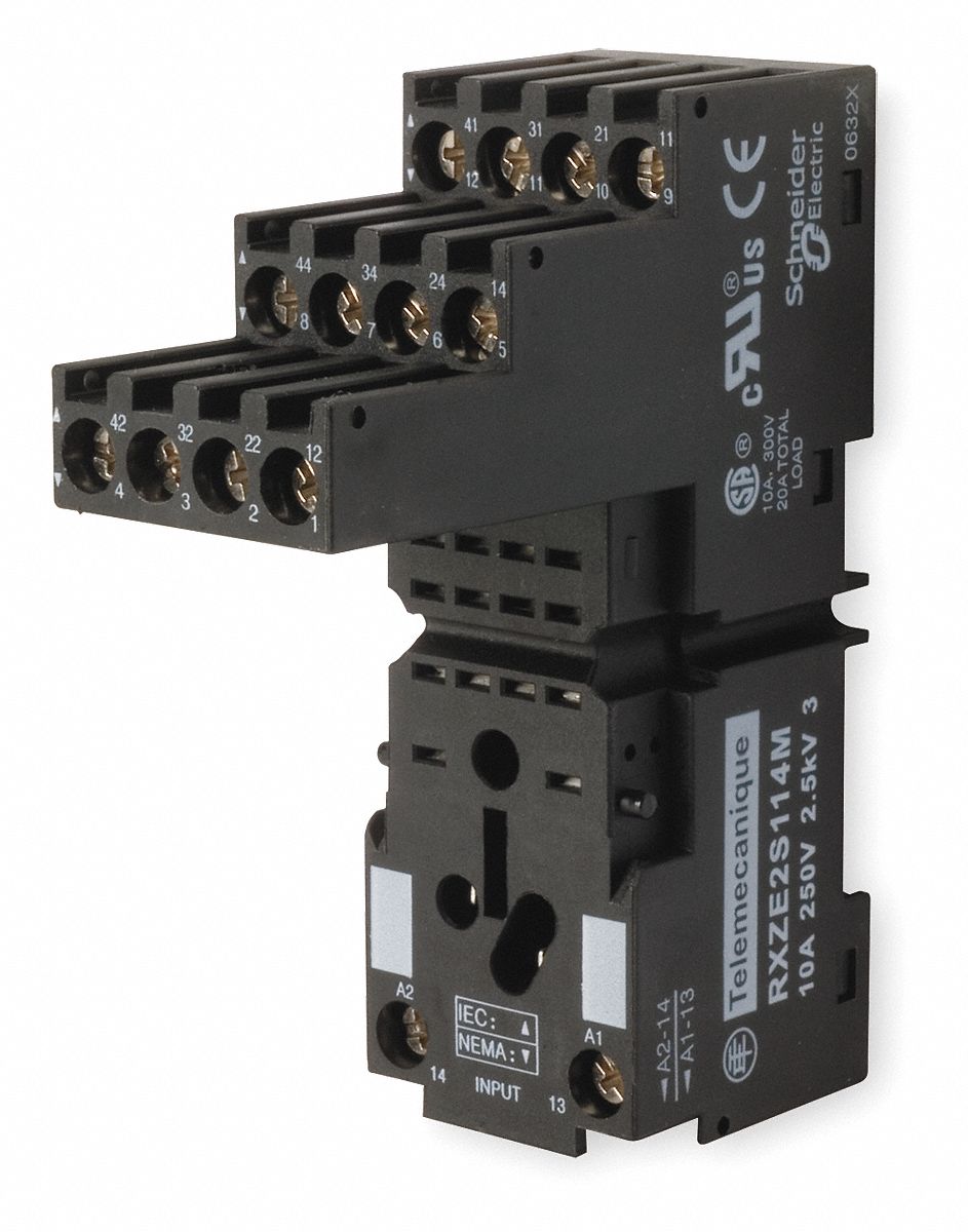 SCHNEIDER ELECTRIC, G, 10A @ 250V AC, Relay Socket - 1XZV7|RXZE2S114M ...