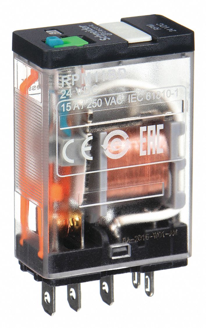 General Purpose Relay: Socket Mounted, 15 A Current Rating, 24V DC, 5 Pins/Terminals, SPDT