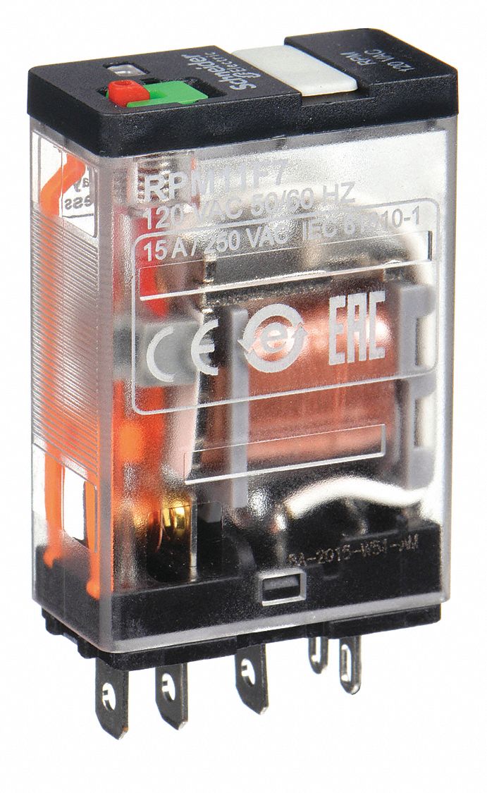 General Purpose Relay: Socket Mounted, 15 A Current Rating, 120V AC, 5 Pins/Terminals