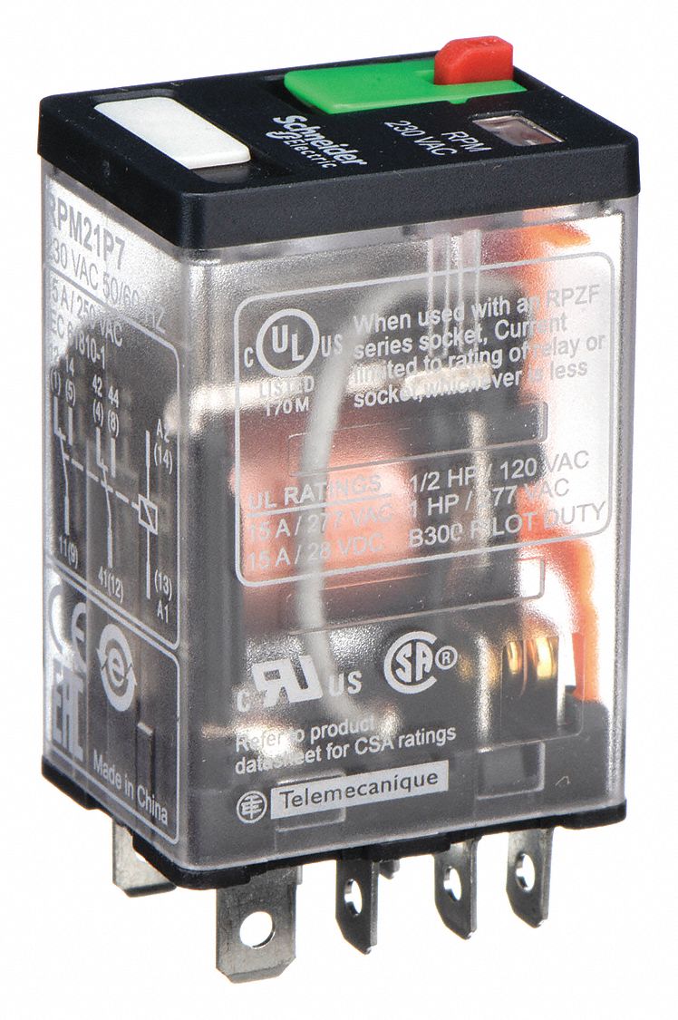 General Purpose Relay: Socket Mounted, 15 A Current Rating, 230V AC, 8 Pins/Terminals