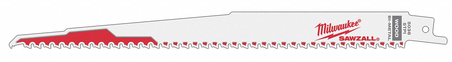 LAME DE SCIE ALTERNATIVE, BIMÉTAL, 9X¾ PO, 5 DENTS/PO, FUSELÉ, RIGIDE, POUR LE BOIS