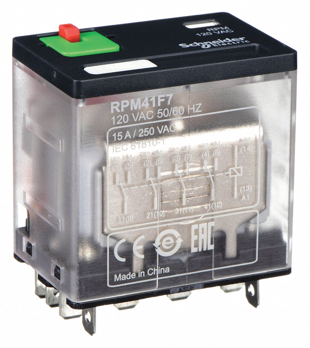 General Purpose Relay: Socket Mounted, 15 A Current Rating, 120V AC, 14 Pins/Terminals