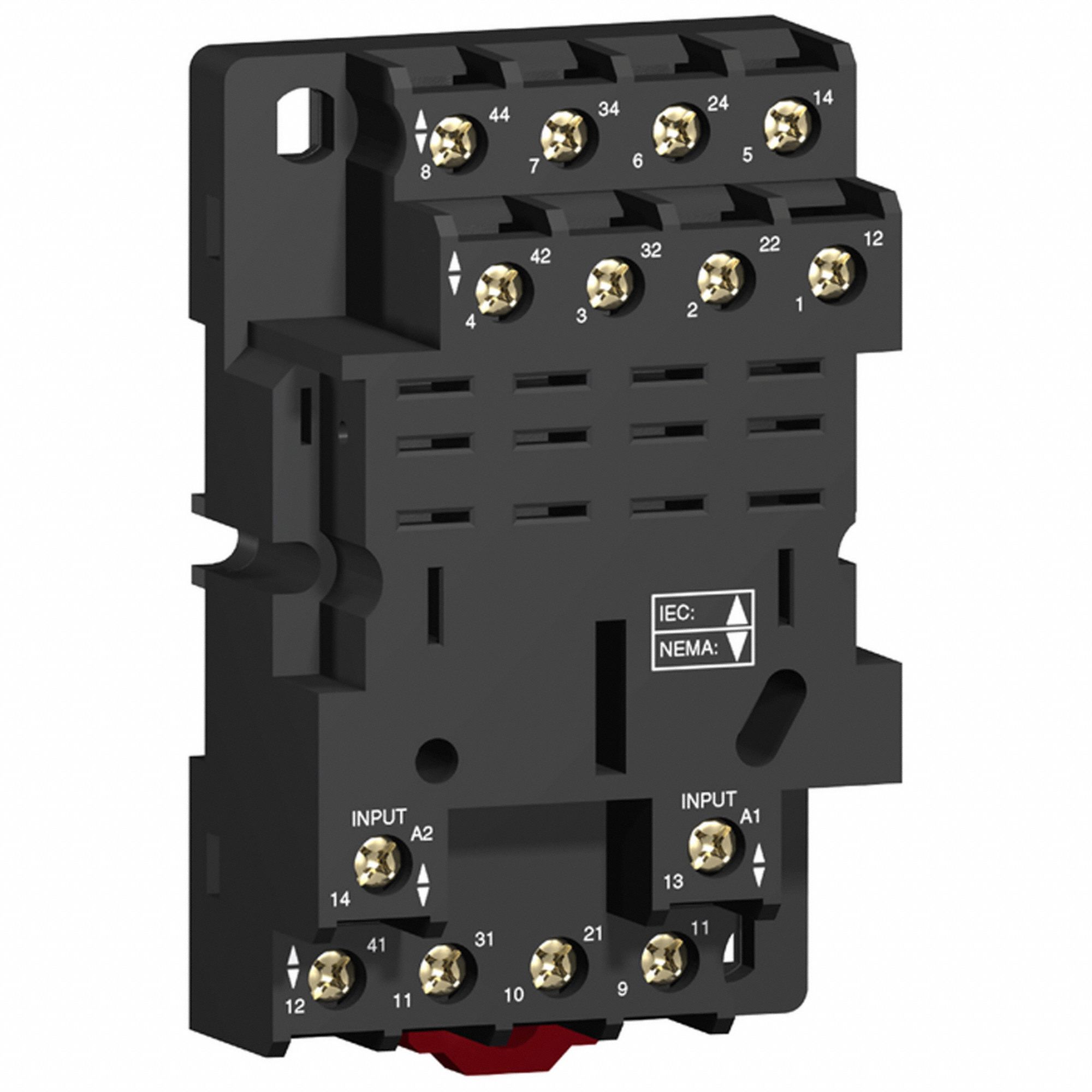 RELAY SOCKET, 16 A RATING, DIN-RAIL AND SURFACE SOCKET MOUNTING, 14 PINS, F SOCKET