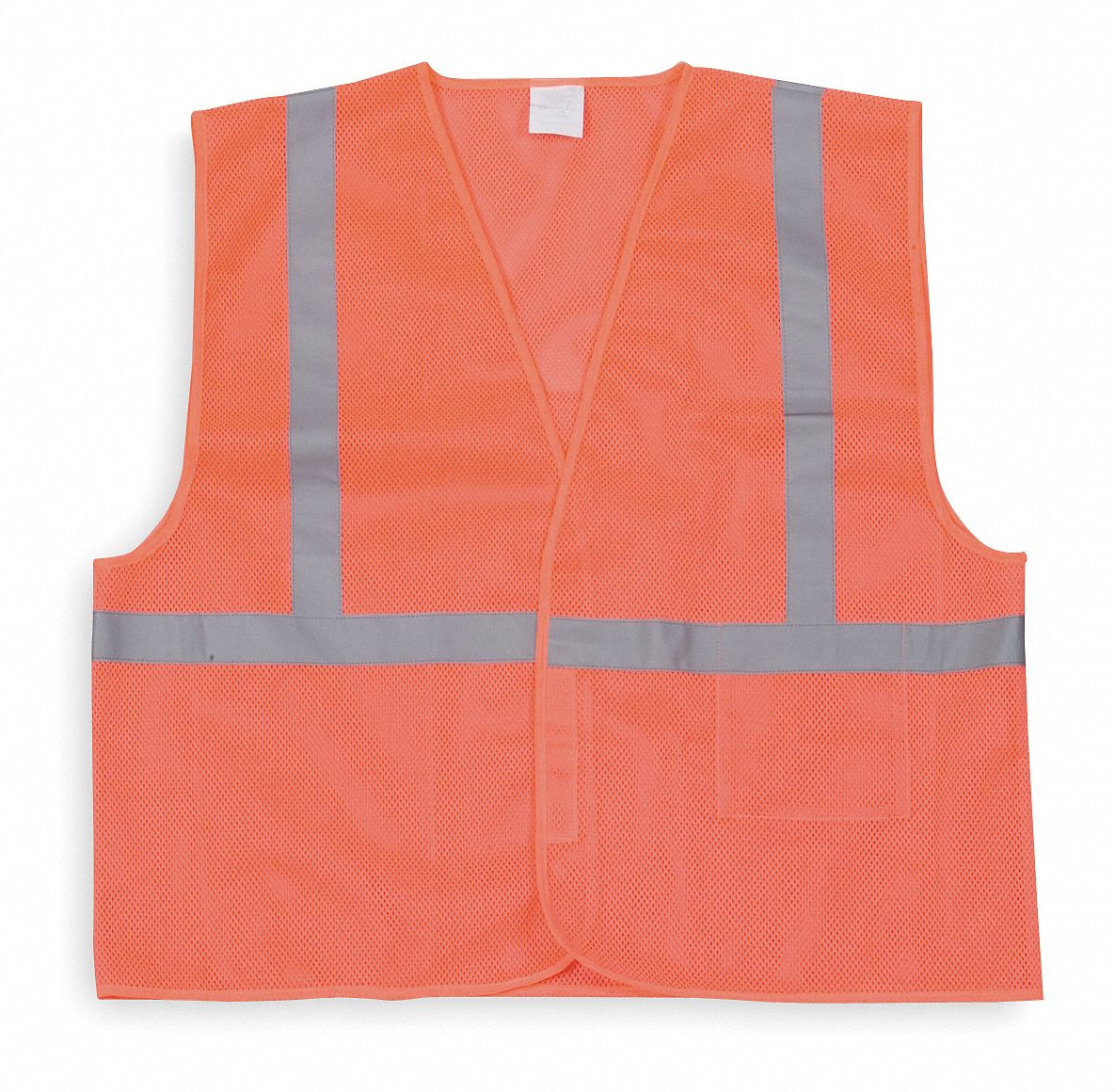 GILET HTE VISIBILITÉ,G,ORNG,POLYESTER SOLIDE,FERMETURE AUTOAGRIPPANTE,BANDES SIMPLES,CLASSE 1