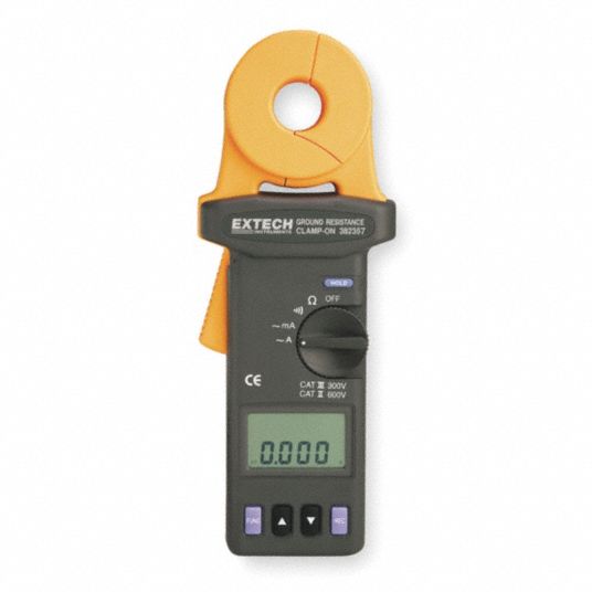 EXTECH, CAT II 600V/CAT III 300V, 0.2 mA to 30 A, Clamp On Earth