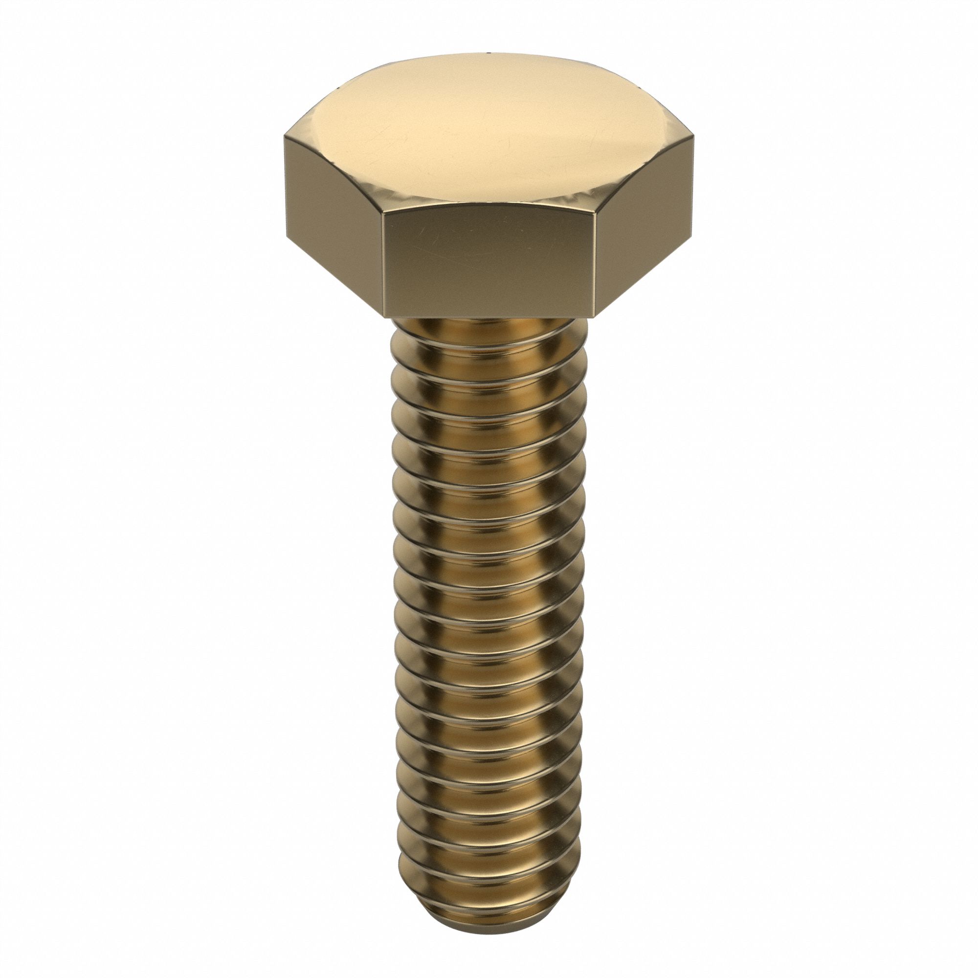 Hex Head Cap Screw: Brass, Not Graded, Plain, 3/8"-16, Coarse, 1 3/4 in lg, Globally Sourced, 10 PK