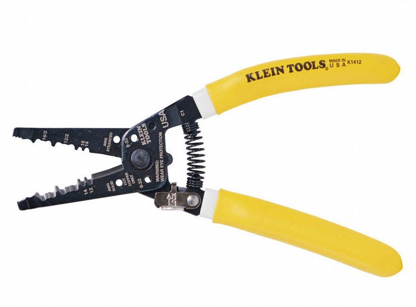 KLEIN TOOLS Curved Wire Stripper: 14 AWG to 12 AWG, 7 3/4 in Overall Lg ...