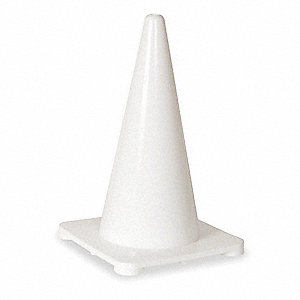 TRAFFIC CONE, NOT FOR ROADWAY USE, NON-REFLECTIVE, 18 IN, WHITE