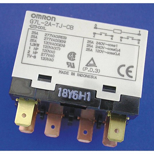 OMRON G7L-2A-TUBJ-CB-AC24 Enclosed Power Relay,6 Pin,24VAC,DPST-NO 