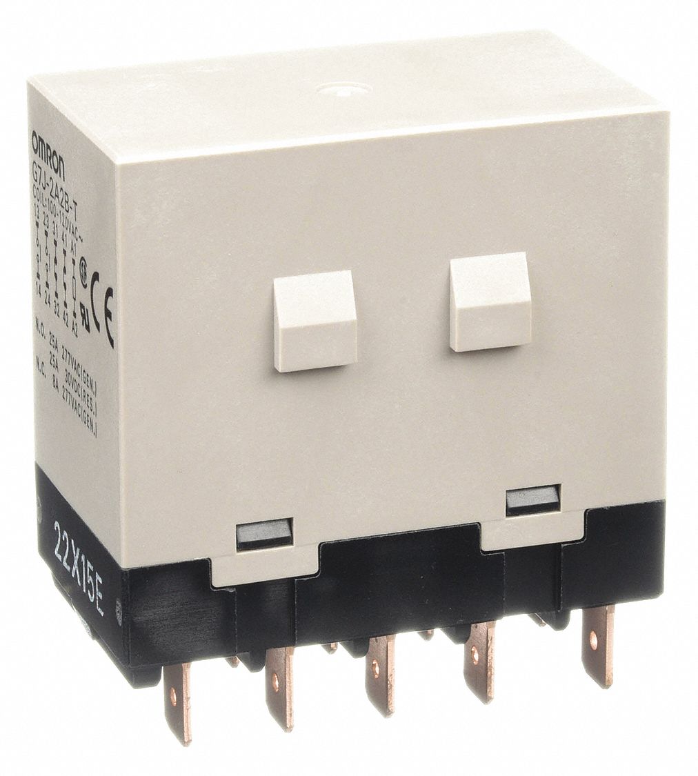 Enclosed Power Relay: Bracket Mounted, 25 A Current Rating, 100/120V AC, 10 Pins/Terminals