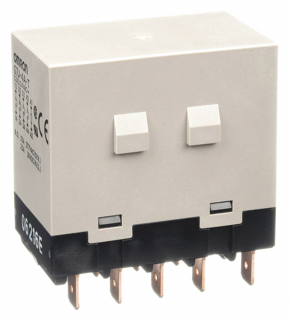 Enclosed Power Relay: Bracket Mounted, 25 A Current Rating, 24V AC, 10 Pins/Terminals, 4PST-NO