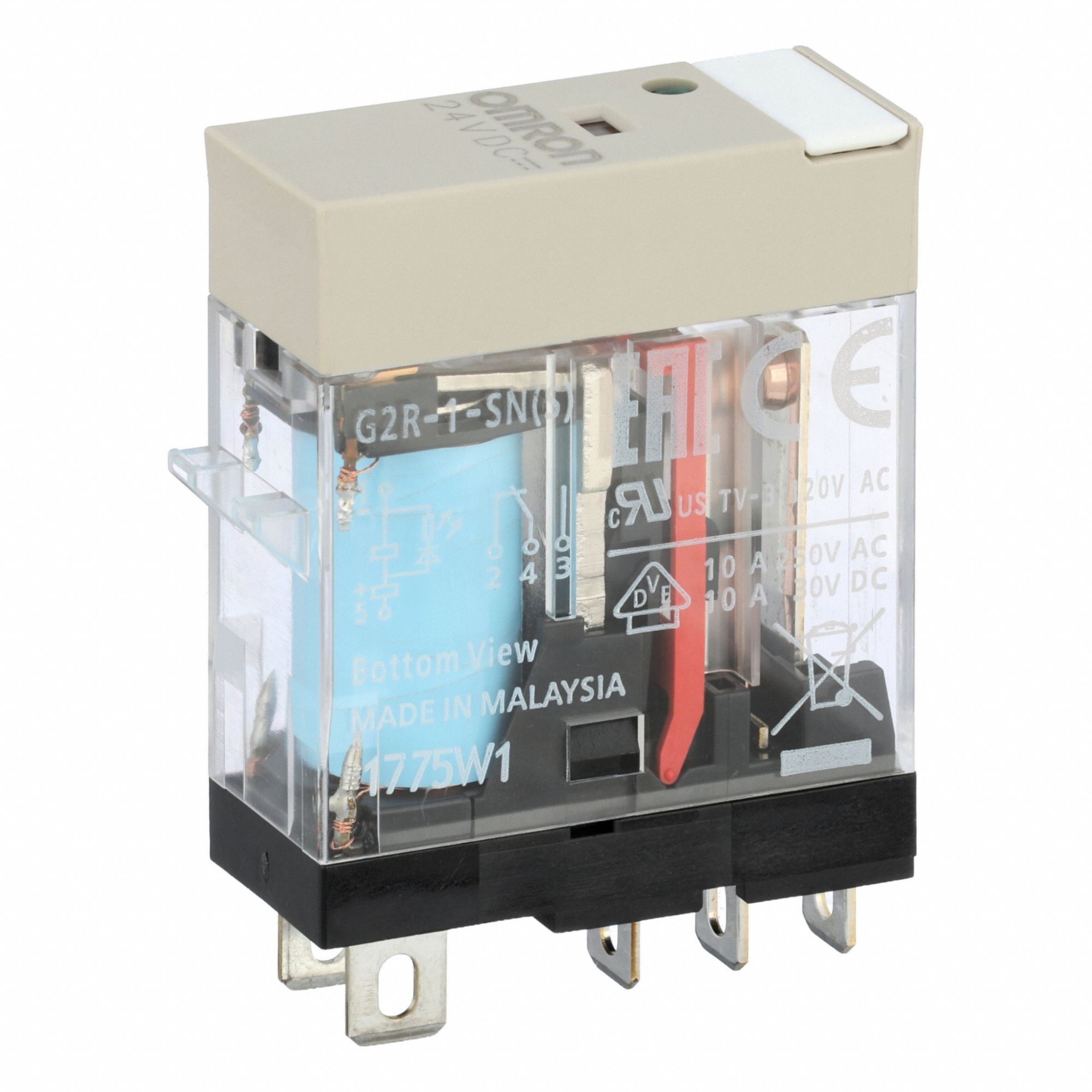 General Purpose Relay: Socket Mounted, 10 A Current Rating, 24V DC, SPDT, 5 Pins/Terminals