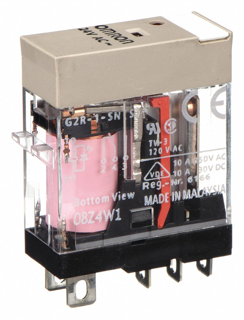 General Purpose Relay: Socket Mounted, 10 A Current Rating, 24V AC, 5 Pins/Terminals, SPDT