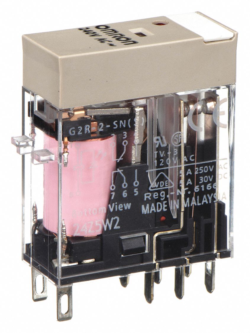 General Purpose Relay: Socket Mounted, 5 A Current Rating, 240V AC, 8 Pins/Terminals, DPDT
