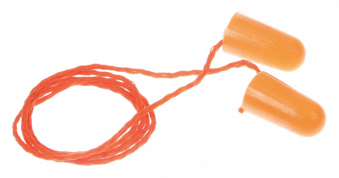 Tapones para los oídos de espuma 3M™ 1110 - Con cable, naranja,  500/estuche, 3M Stock# 7100099848