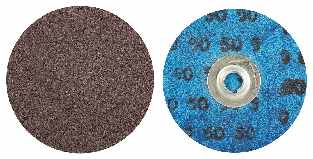 Quick-Change Sanding Disc: TS, 3", Aluminum Oxide, 50 Grit, X Wt Cotton, R228, 50 PK
