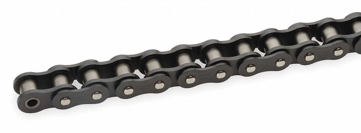 Roller Chain: Single Strand, 40, 1/2 in Pitch, Steel, 10 ft Overall Lg, Riveted Pin, Steel