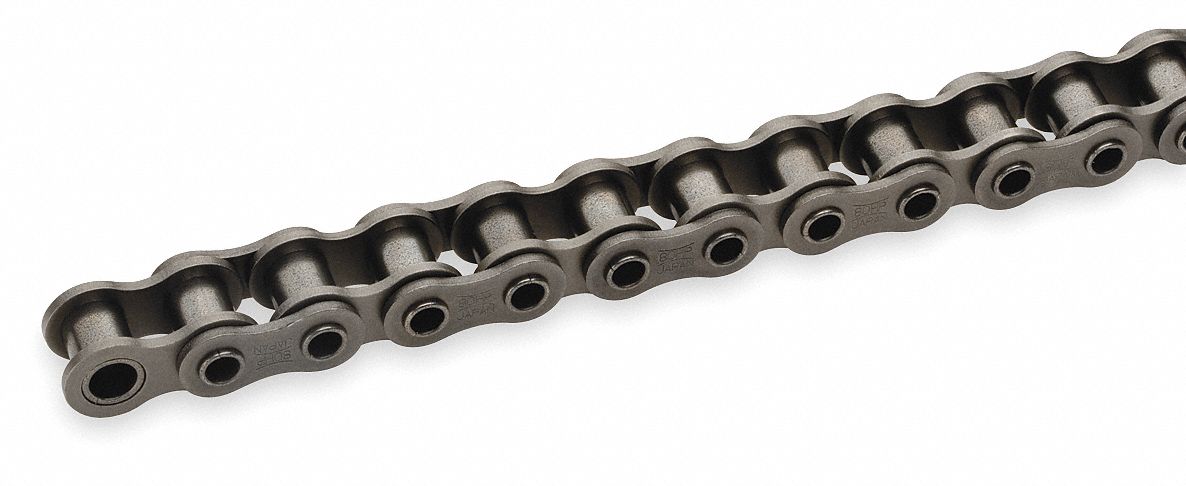 Roller Chain: Single Strand, 40, 1/2 in Pitch, Steel, 10 ft Overall Lg, Hollow Pin, Steel