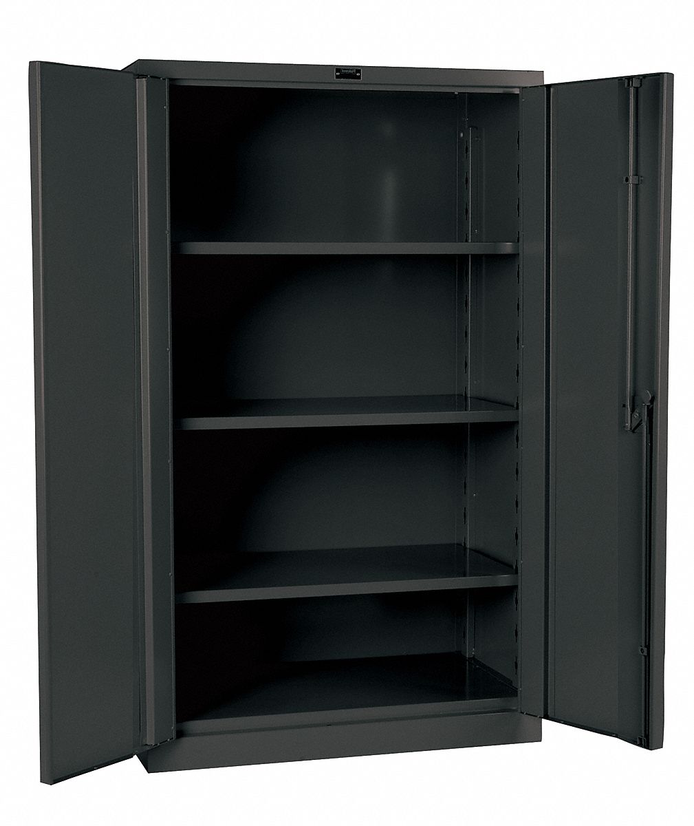 STORAGE CABINET, 36 IN X 21 IN X 60 IN, SWING HANDLE & PADLOCK HASP, 14 GA PANEL THICK