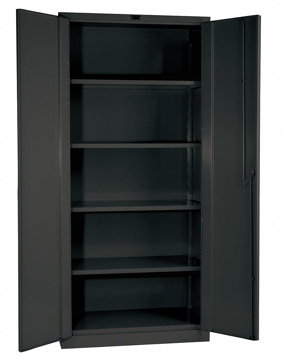 STORAGE CABINET, 36 IN X 21 IN X 78 IN, SWING HANDLE & PADLOCK HASP, 14 GA PANEL THICK