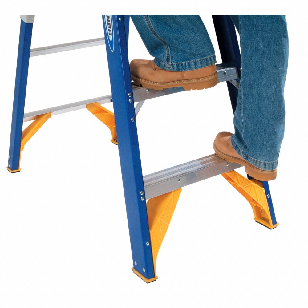 WERNER Stepladder 8 ft Ladder Ht, 7 Steps, 375 lb Load Capacity, 53 5/