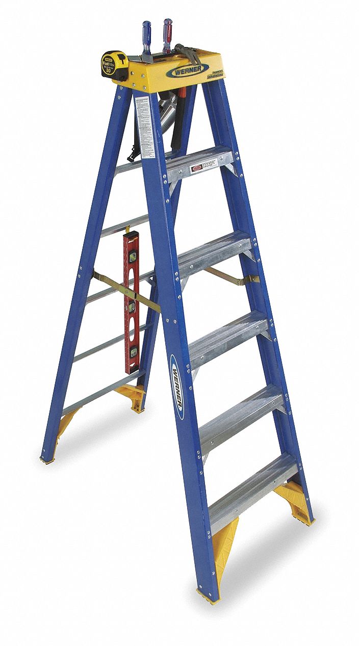 STEPLADDER,FIBERGLASS,6 FT. H,375 LB CAP