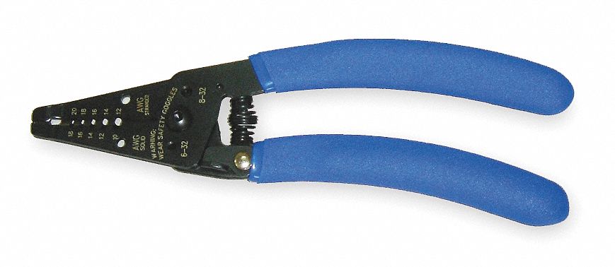 WIRE STRIPPER, 18 TO 10 AWG, 20 TO 12 AWG, 7⅛ IN OVERALL L, STANDARD CUSHION GRIP, 6 TO 8 IN